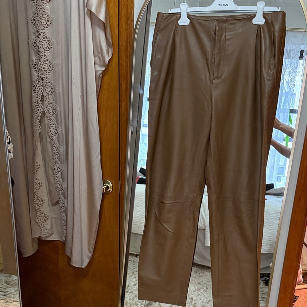 Vince Brown Lamb Leather Pants
